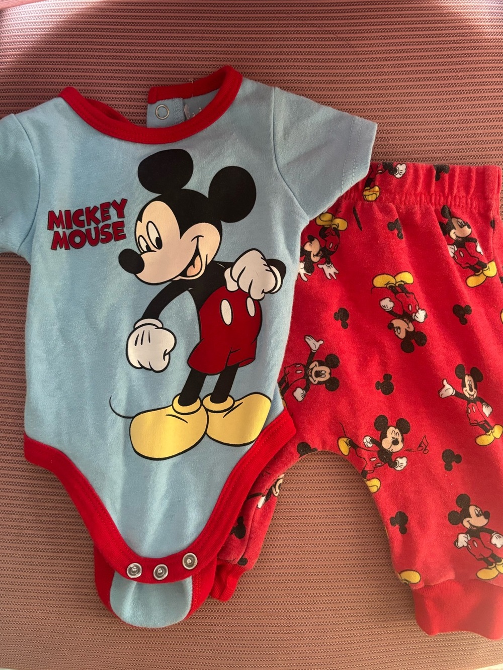 Disney Mickey Mouse Bodysuit with Red Pants